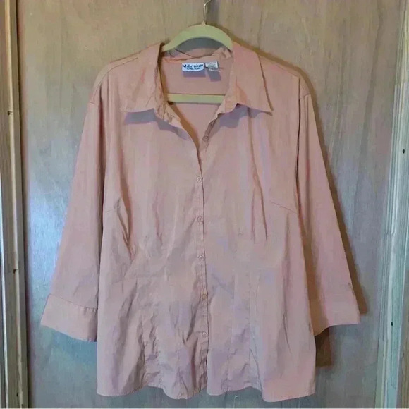 Millennium Strecth Tops - Button Down Blouse Shirt Plus Size 22 Millennium Stretch, Arm Pit To Pit 26"